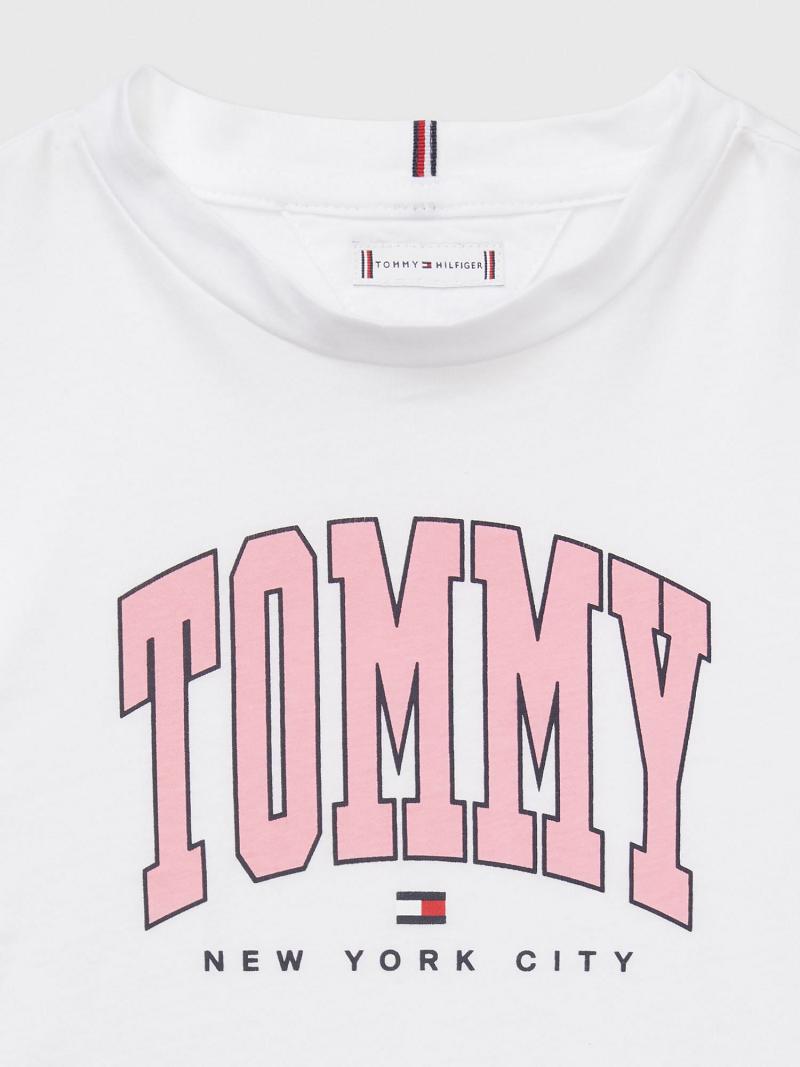 Lány Tommy Hilfiger Varsity Print Póló Fehér | HU 1958JPQ